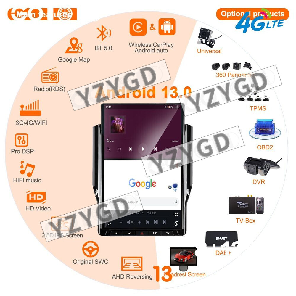 for Dodge for Ram 1500 2500 3500 2019+ Android 14.4 Stereo Car Radio CarPlay Screen