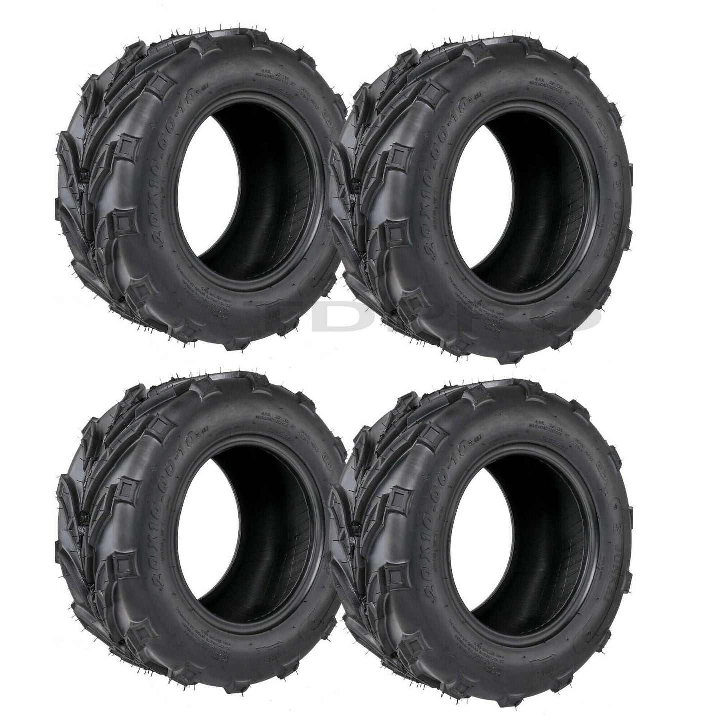 4PC 20X10.00-10 20x10-10 ATV Tyre Tubeless 20x10x10 Tyre Go kart Buggy for Golf Cart