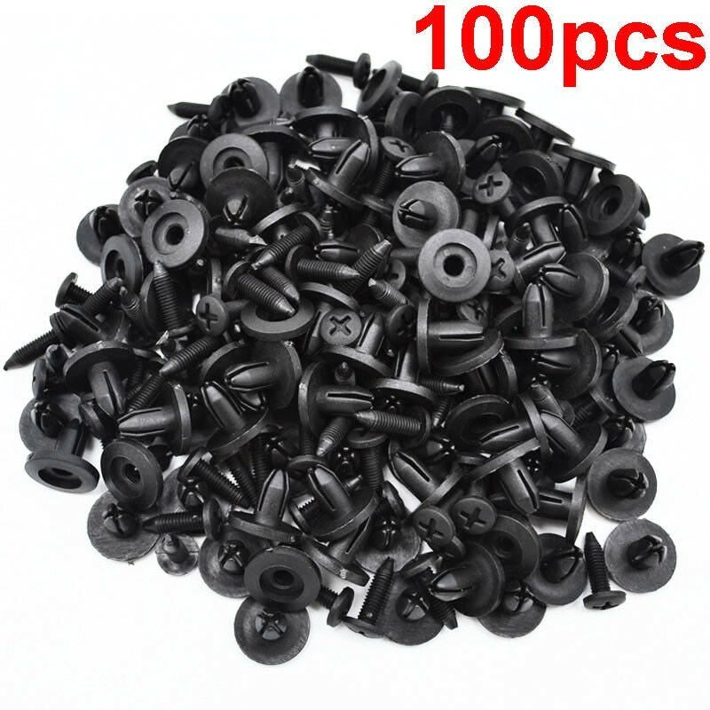 100pcs Car Truck Bumper Fender Rivet Fastener Clips 6mm Hole Black