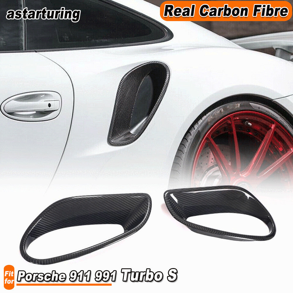 Real Carbon Fiber Side Air Fender Vent Cover for Porsche 911 991 Turbo S 2014-16