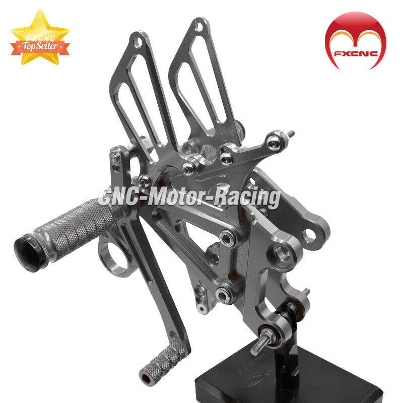 CNC geared footrest suitable for YZF R125 MT125 2008-2013 models with rear pedal derailleur.