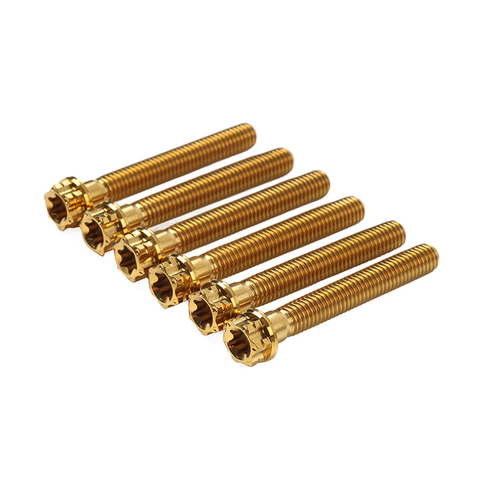 6pcs Bolts Torx Head Flange Screws M6x60mm Gold For Motorcycle Bike
