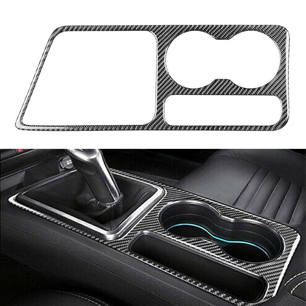 Carbon Fiber Console Water Cup Holder Panel Cover Fit for Dodge for Challenger 2008-14