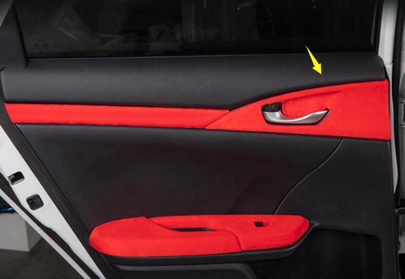 Red Alcantara Suede Inner Door Handle Cover Trim for Honda for Civic Sedan 2016-2021
