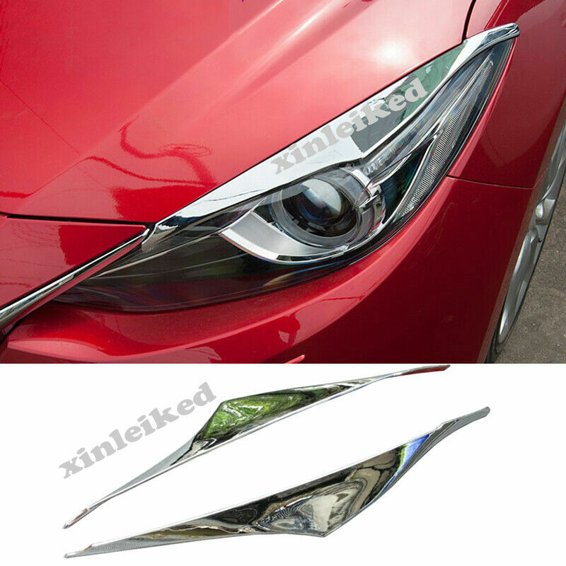 2p for Mazda 3 Axela 2014-2016 Chrome Headlight Eyebrow Eyelids Cover Trim Decor