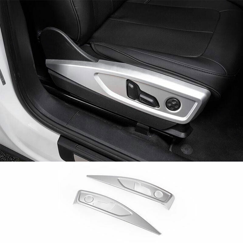 for Audi Q5 2018-24 ABS Matte Silver for Seat Adjust Handle Button Panel Cover Trim