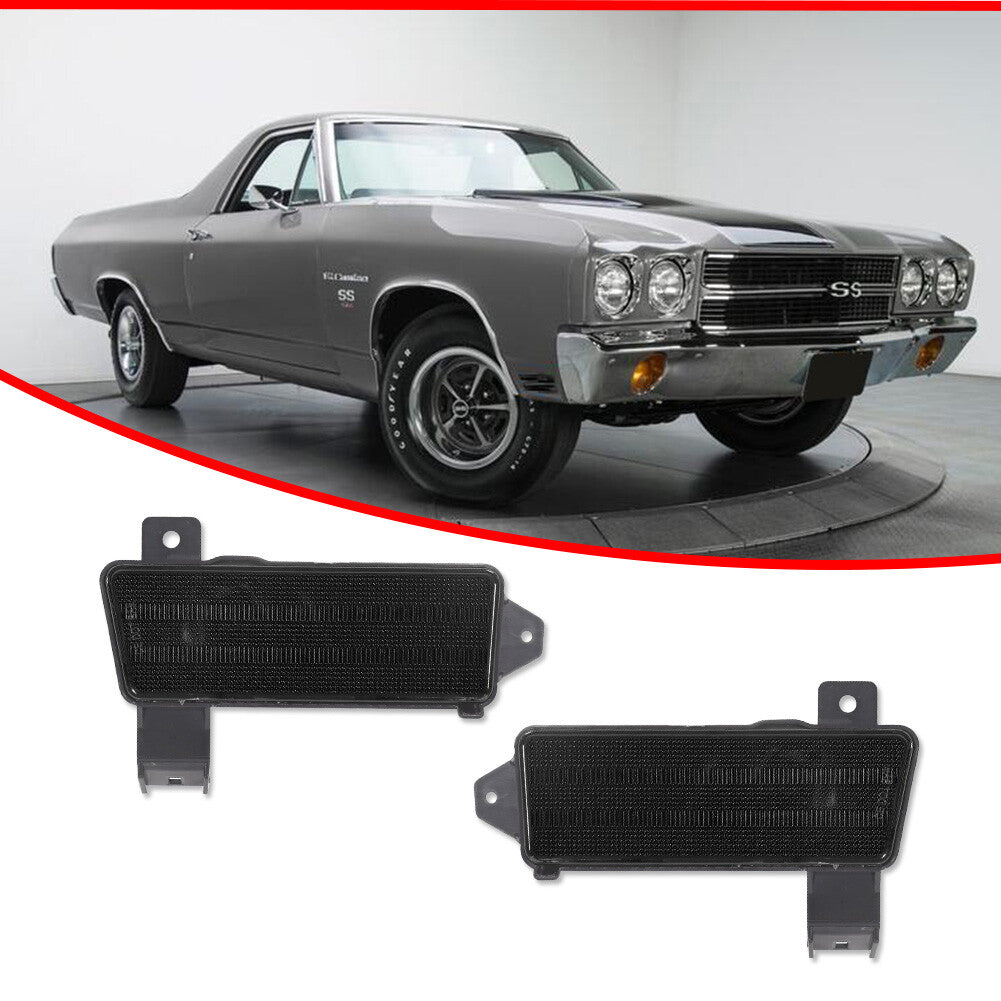 A pair of smoke side marker light assemblies, fender side lights suitable for 1970 for Chevrolet