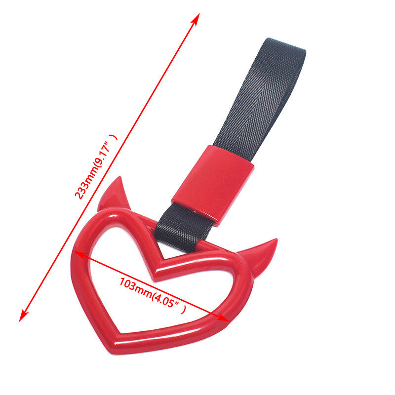 Devil Heart Red JDM Tsurikawa Ring Subway Train Bus Handle Strap Charm Red