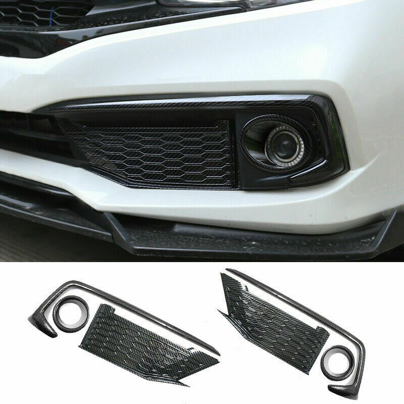 6for Honda for Civic 4dr 2019-2021 Carbon Look Front Fog Light Molding Cover Trim