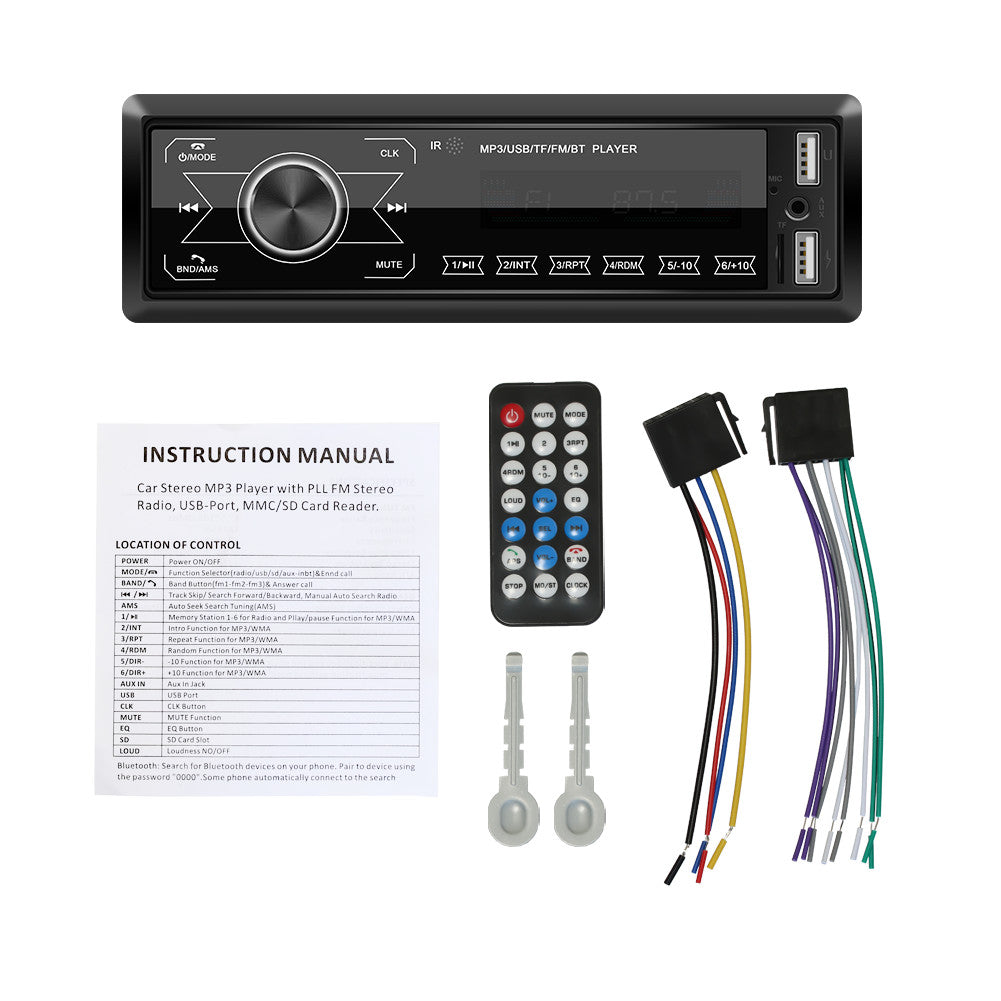 Bluetooth Car Stereo Radio In-dash MP3 Player Handsfree FM USB/AUX-in W/Remote