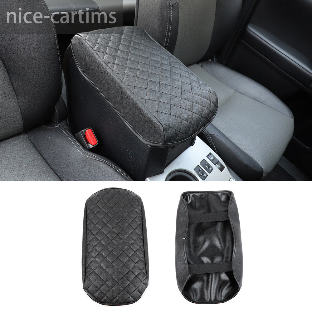 Black Center Console Armrest Cushion Pad Leather Cover For Toyot@ 4Runner 2017+