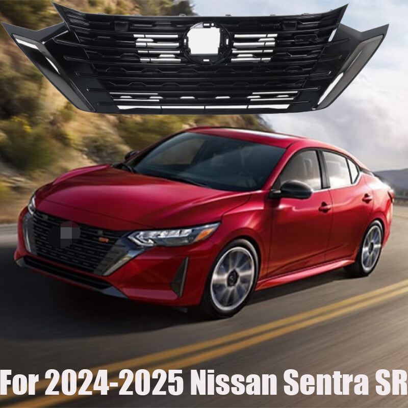 Front Bumper Upper Grille For 2024-2025 for Nissan Sentra SR Plastic Black