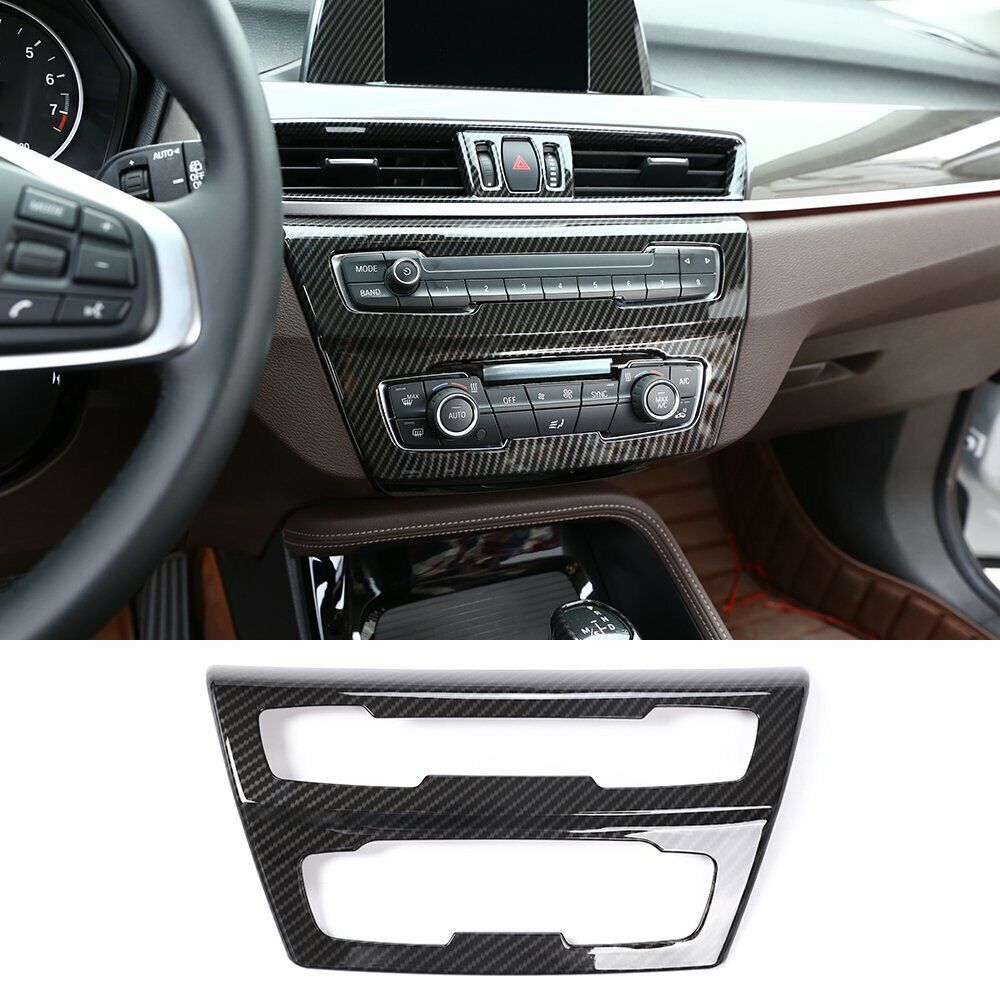 1P Carbon Fiber Console CD Button Control Frame Cover Trim for BMW X1 2016-2022