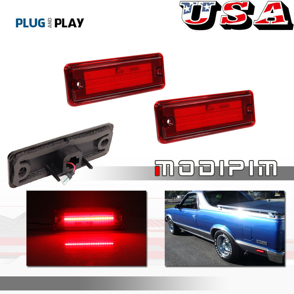 2-Piece Red Rear Side Marker Light Set for 1978-1987 El Camino Caballero Malibu