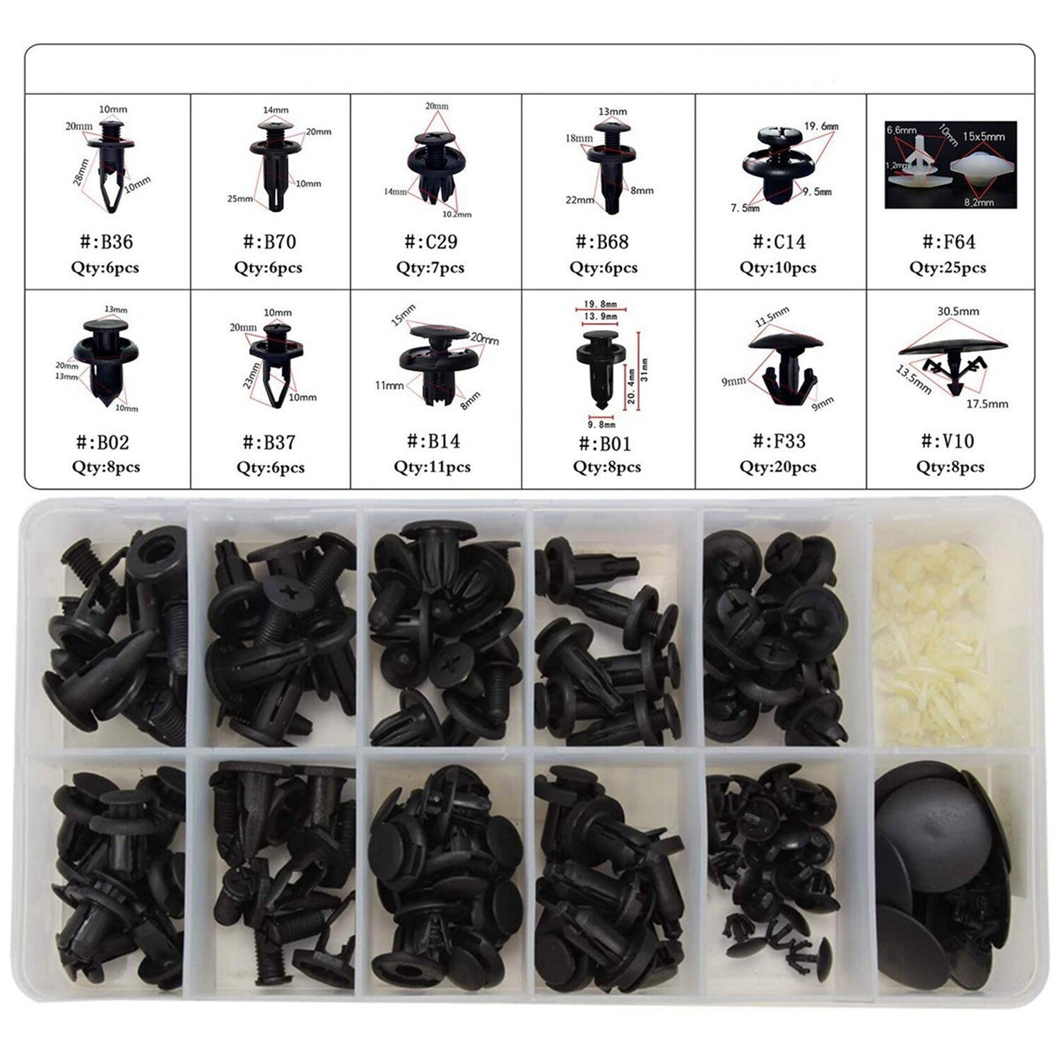 121 Fender Door Hood Bumper Trim Clip Body Retainer Assortment for Honda for Acura