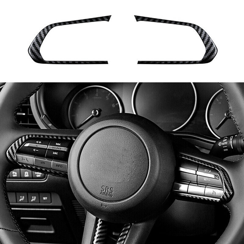 2P for Mazda 3 Axela 2019-2022 ABS Carbon Fiber Steering Wheel Button Cover Trim