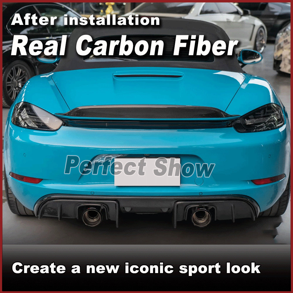 Fit for Porsche 718 2016-19 REAL CARBON Rear Trunk Boot Spoiler Wing Lip