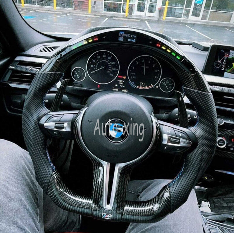 Led/LCD Real Carbon Fiber Steering Wheel for BMW M1 M3 M4 M5 M6 X5 X6 F82 2014+