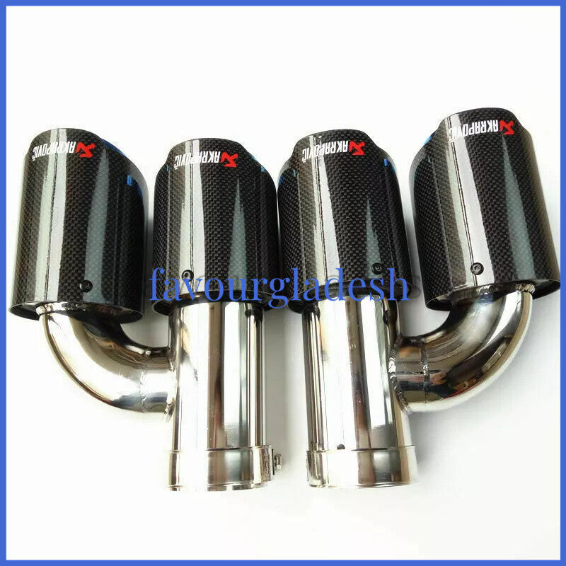 1X 3.076mm  4.5114mm Akrapovic Glossy Carbon Fiber Exhaust Tip Blue Dual Pipe