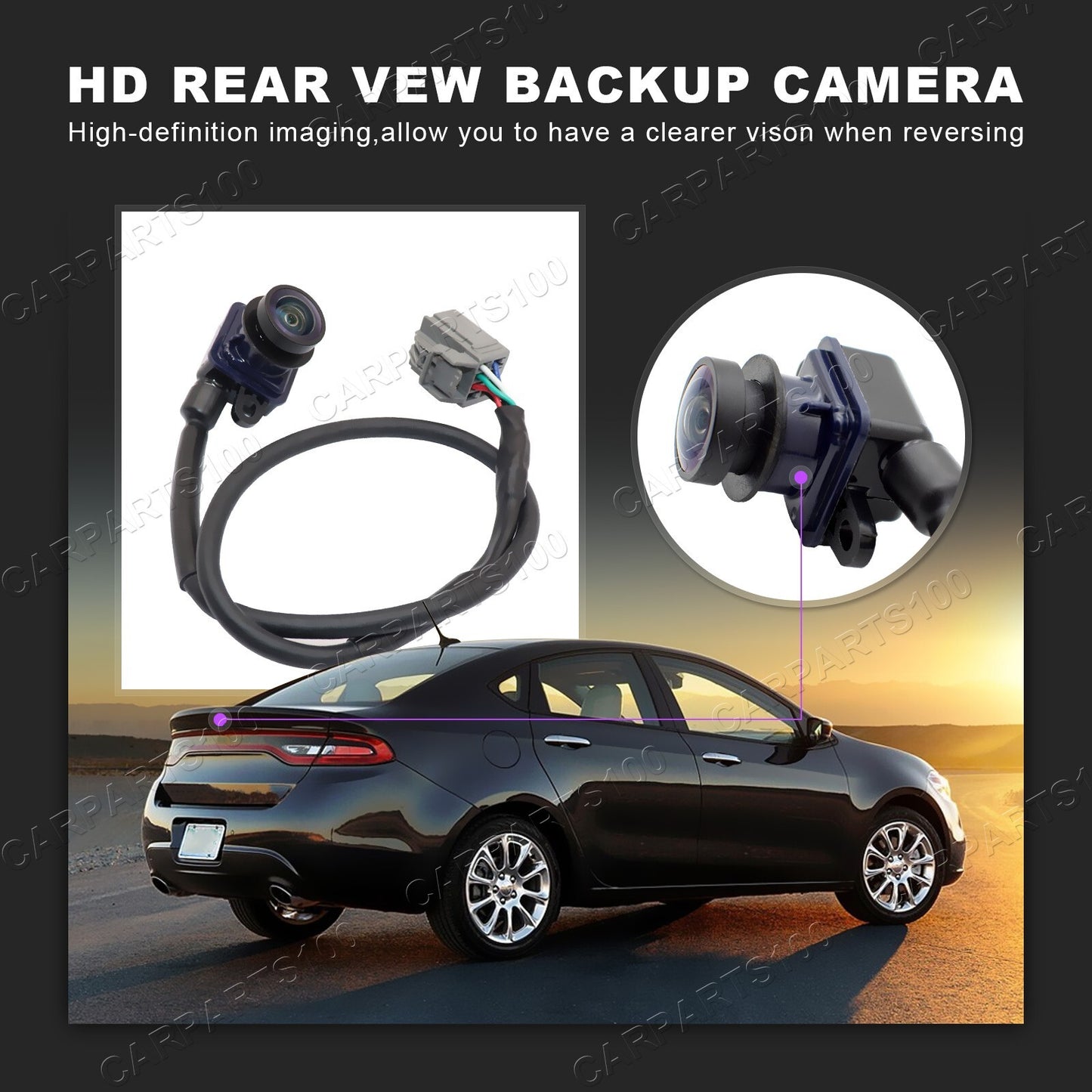 56038990AA Rearview Backup Parking Assist Camera Suitable for 2013-2016 for Dodge Darts