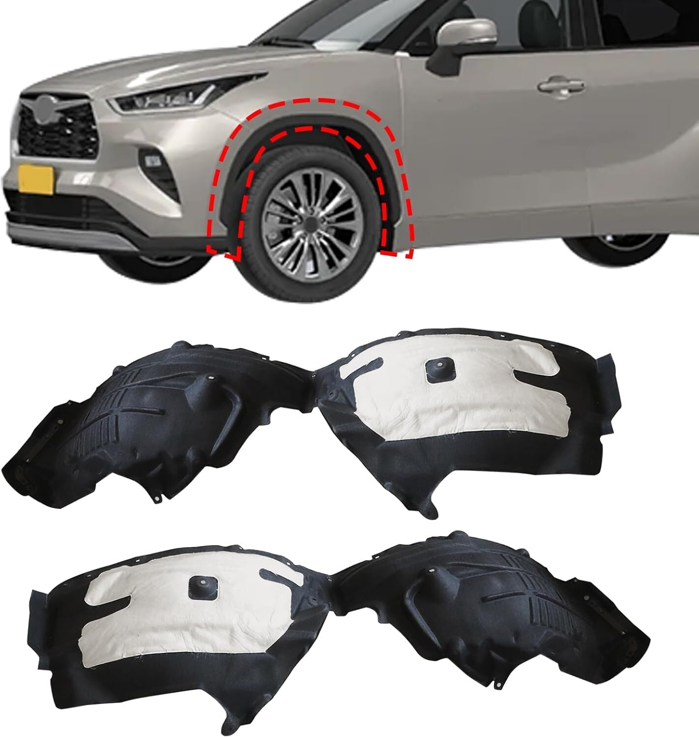 Side Front Fender Liner Driver  Passenger Fits for Toyota Highlander 2020-2023