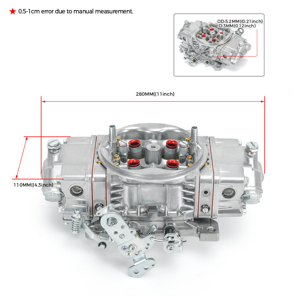 Performance Race Carburetor Double Pumper Mechanical 4 Barrel BR-67201 850CFM