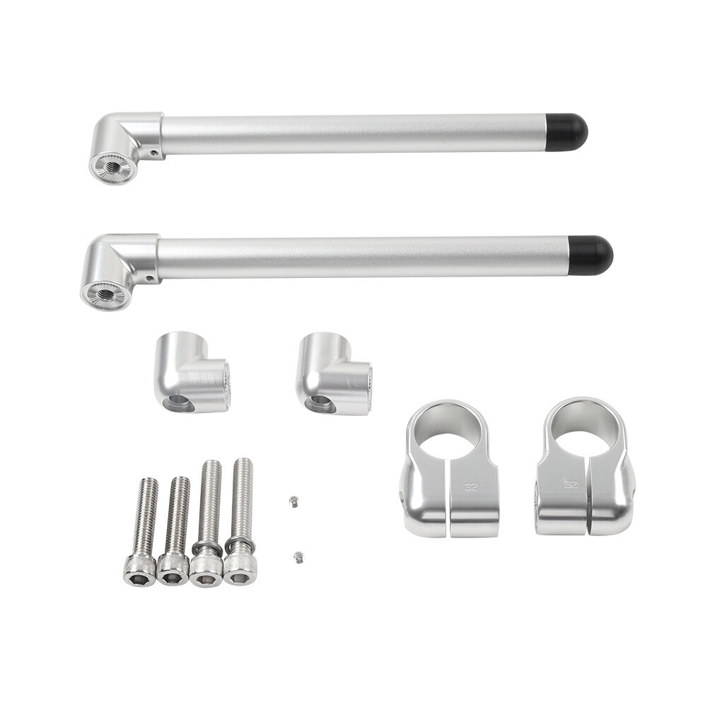 Silver Cafe Racer Bars 7/8 Universal Clip-On Handlebar Fork Tube 32MM