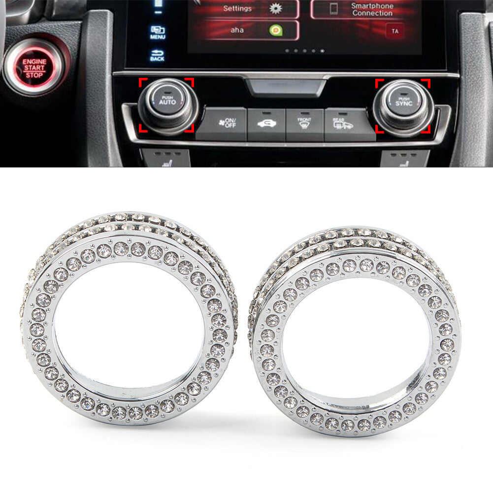2 x AC Switch Diamond Ring Cover Trim for Honda for Civic 10th Generation 2016-2021