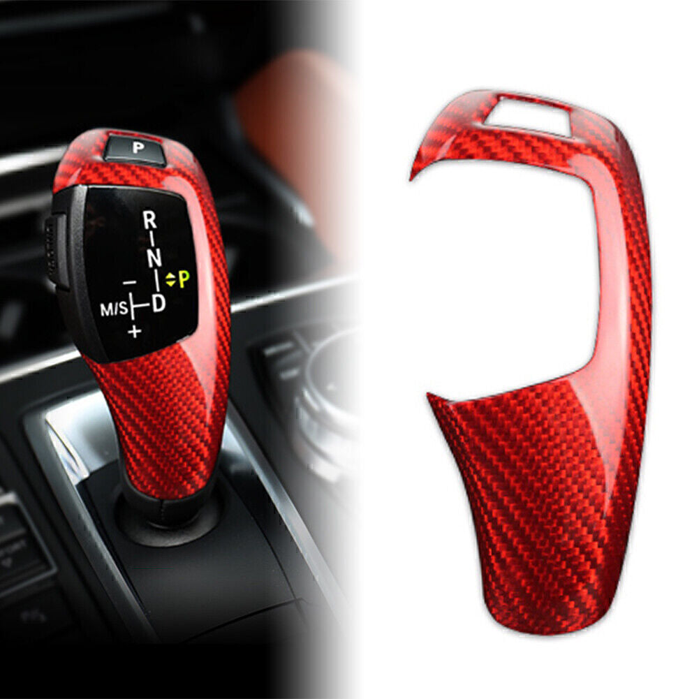 Carbon Fiber Gear Shift Knob Cover Trim for BMW X3/4/5 F20 F22 F30 F32 F10 Red