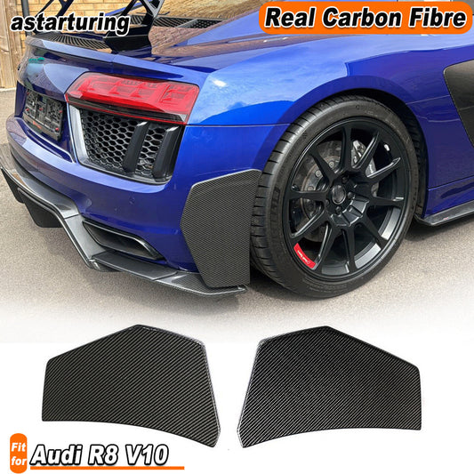 for Audi R8 V10 2Door 16-18 Real Carbon Rear Bumper Fins Splitters Apron Flaps