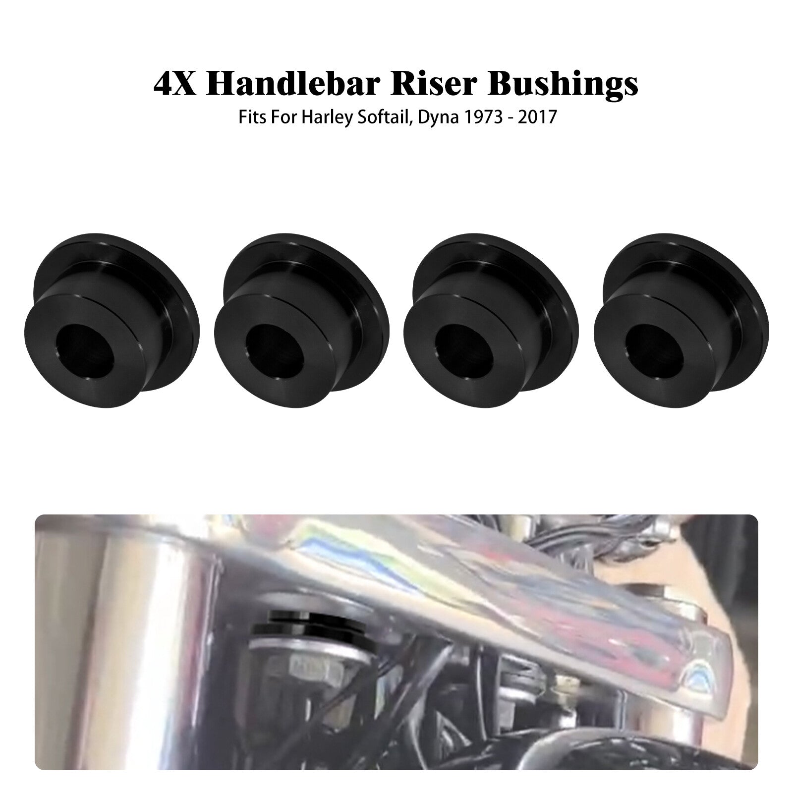 Black Handlebar Riser Bushing Fit for Harley Dyna Fat Bob Low Rider 1973-2017