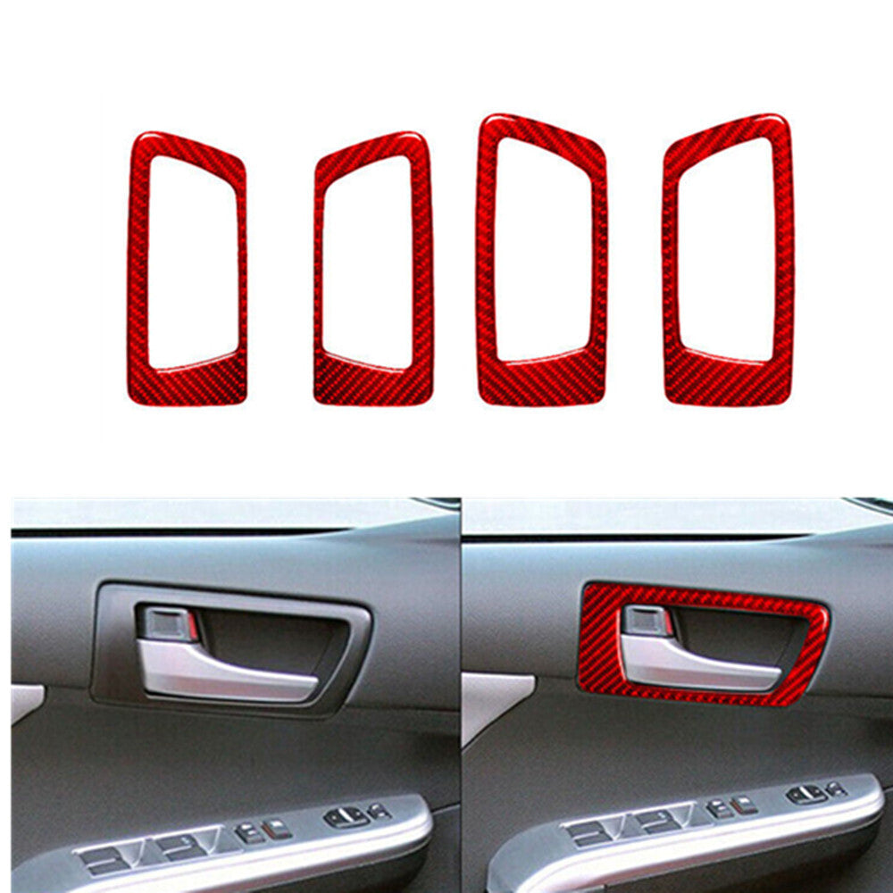 4x Red for Toyota for Camry Carbon Fiber Interior Door Handle Frame Cover 2012-2014