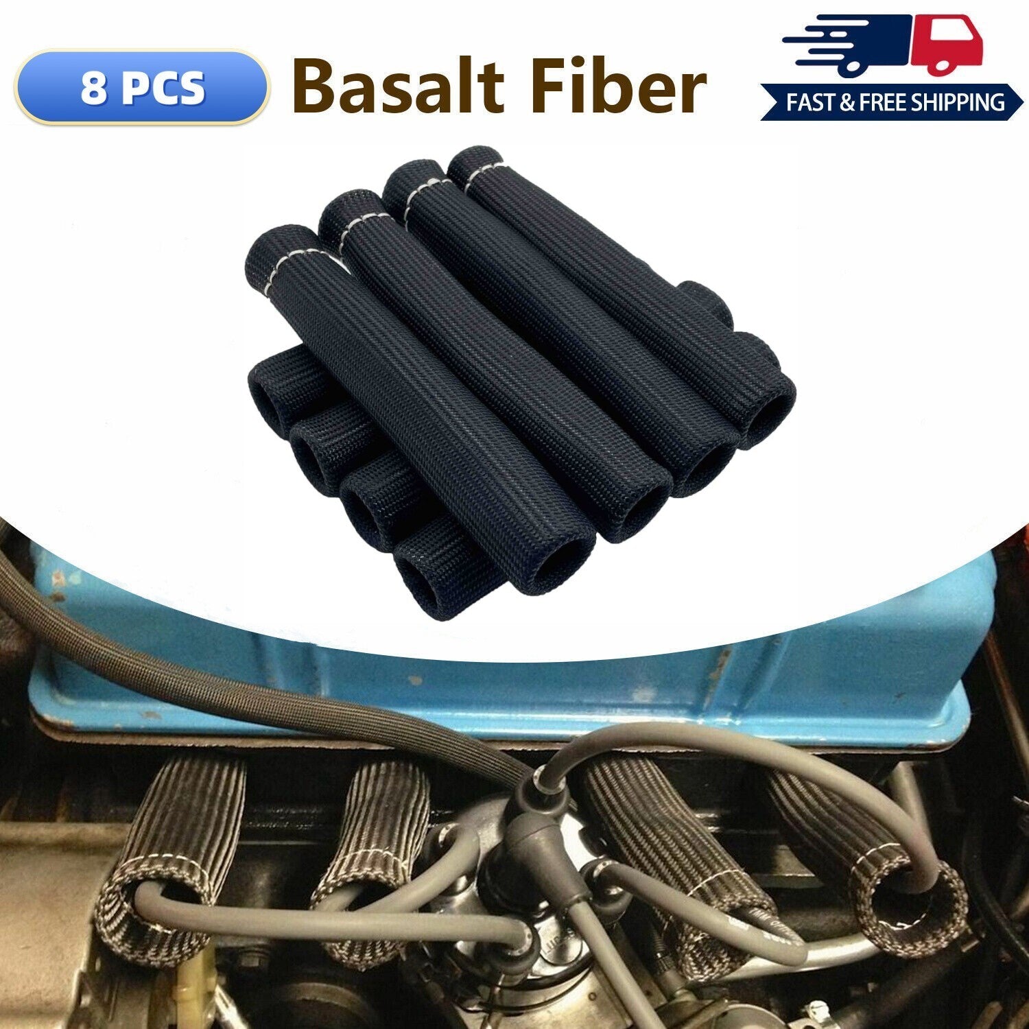 2500¡ã 6-inch Spark Plug Shoe Protector Heat Insulator SBC BBC Black