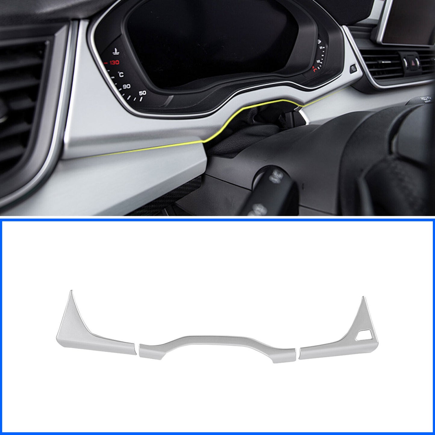 3P Matte Chrome Instrument Dashboard Panel Cover Trim for Audi Q5 SQ5 2018-2024