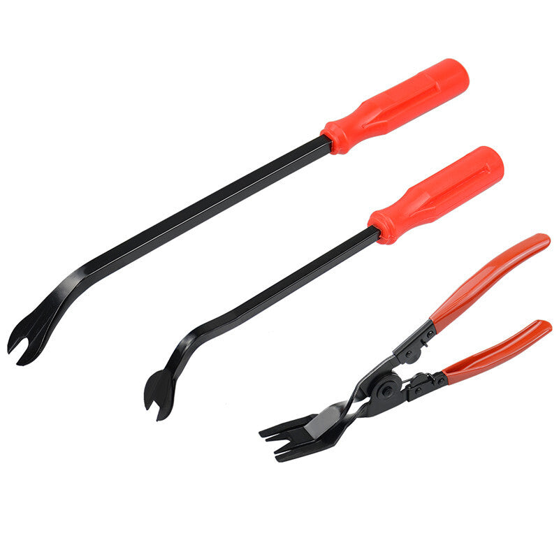 3Pcs Car Door Trim Rivets Clips Pliers Fastener Remover Puller Pry Bar Tool Kit