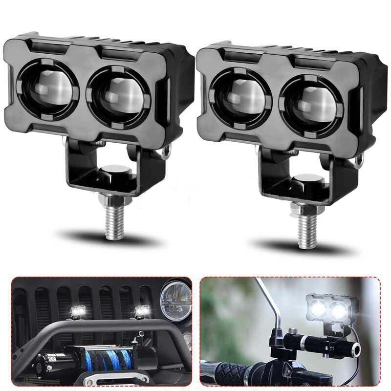 2PC LED Headlight White Hi-Lo Spot Light Driving Fog Lamp Pod ATV Motorcycle SUV