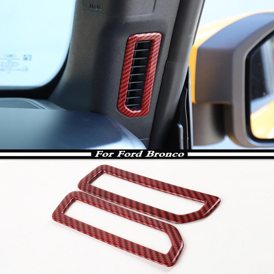 Red Carbon 2P Side A-Pillar Ventilation Cover for Ford for Mustang 21-23