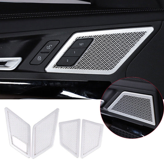 Silver Steel Inner Door Handle Horn Speaker Net Cover Trim for BMW X1 2023-2025