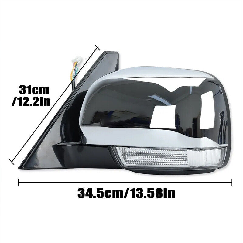 One pair of side door mirrors with light chrome trim, suitable for Mitsubishi Pajero Montero 2006-2021