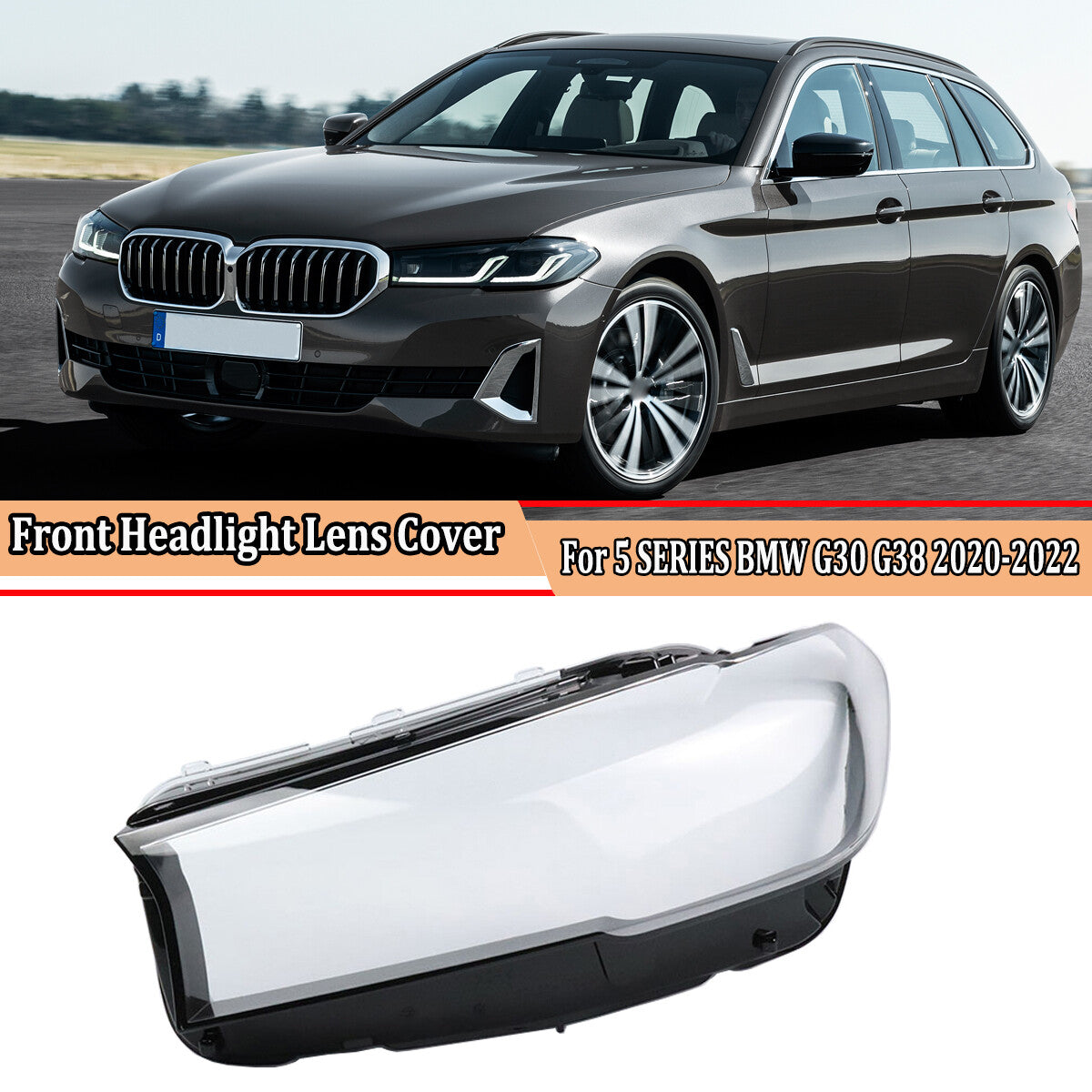 Left headlight lens protective cover housing for 2020-2022 for BMW 5 Series G30 G38