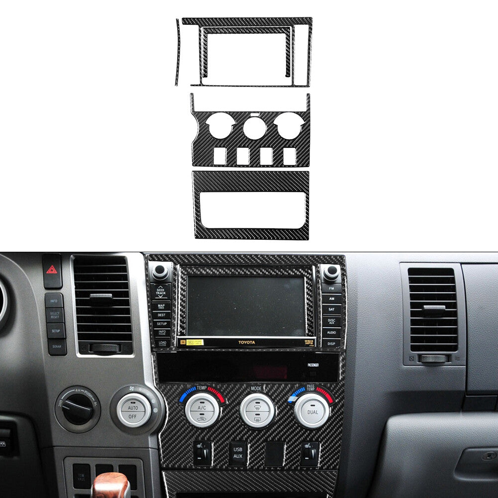 5x Carbon Fiber Radio A/C Control Panel Trim for Toyota Tundra 2007-13 Type A