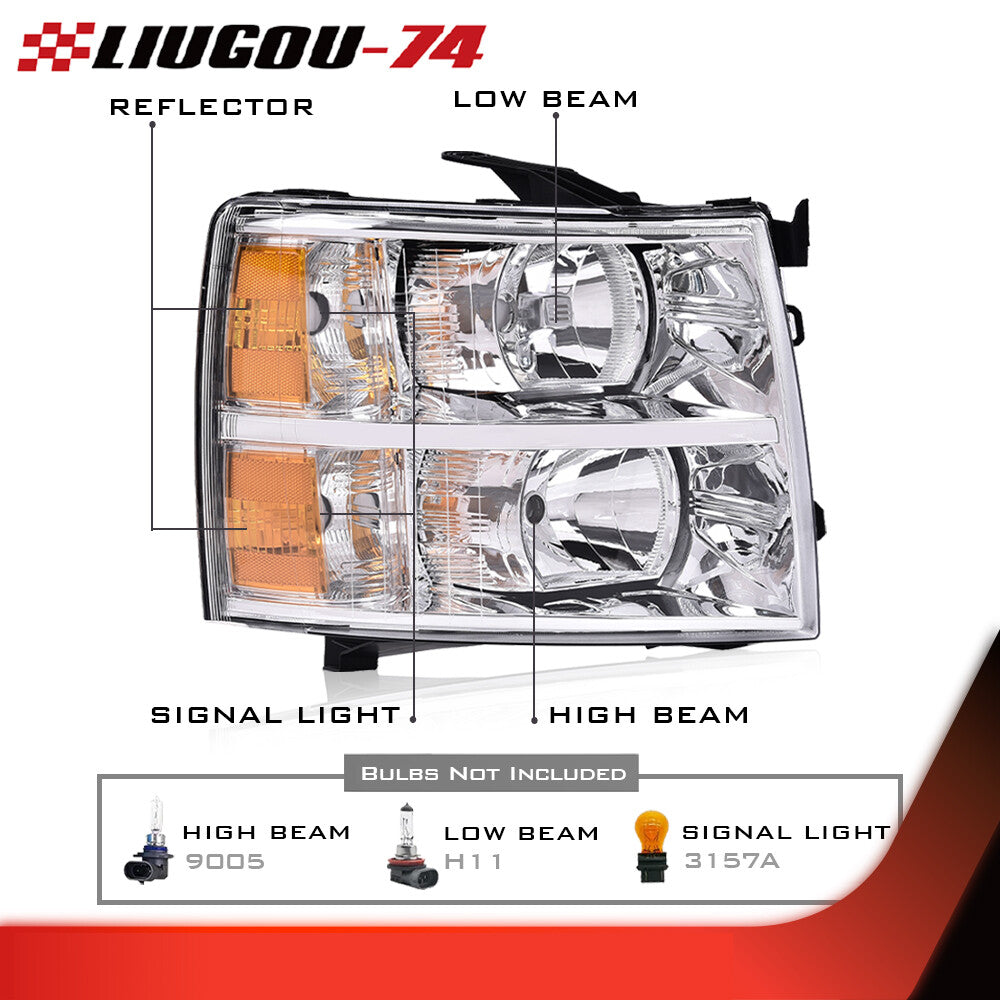Chrome/amber corner lights on the right side are suitable for 2007-2014 for Chevrolet Silverado.