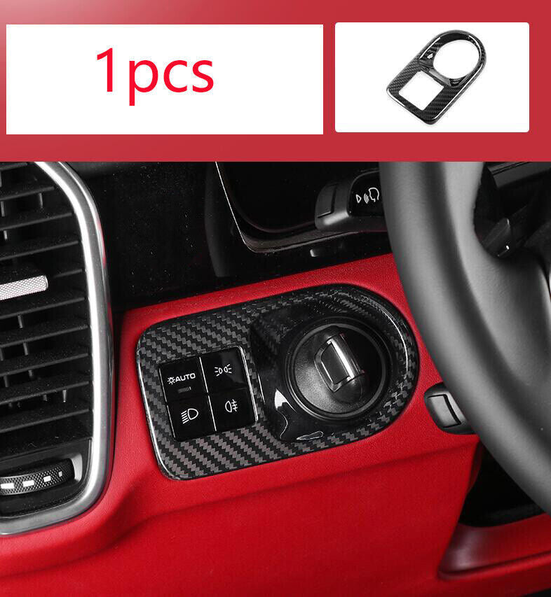 for Porsche for Cayenne 2019-2023 ABS Carbon Fiber Headlight Adjustment Frame Trim