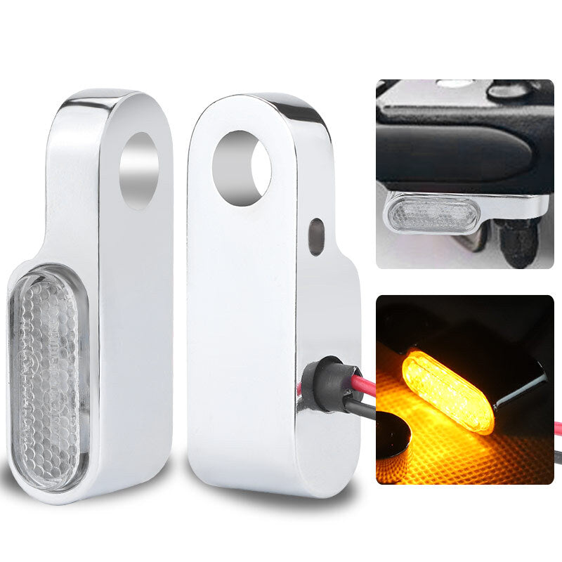 2X Chrome for Mini Motorcycle LED Turn Signals Blinker Light Indicators Amber Lamp