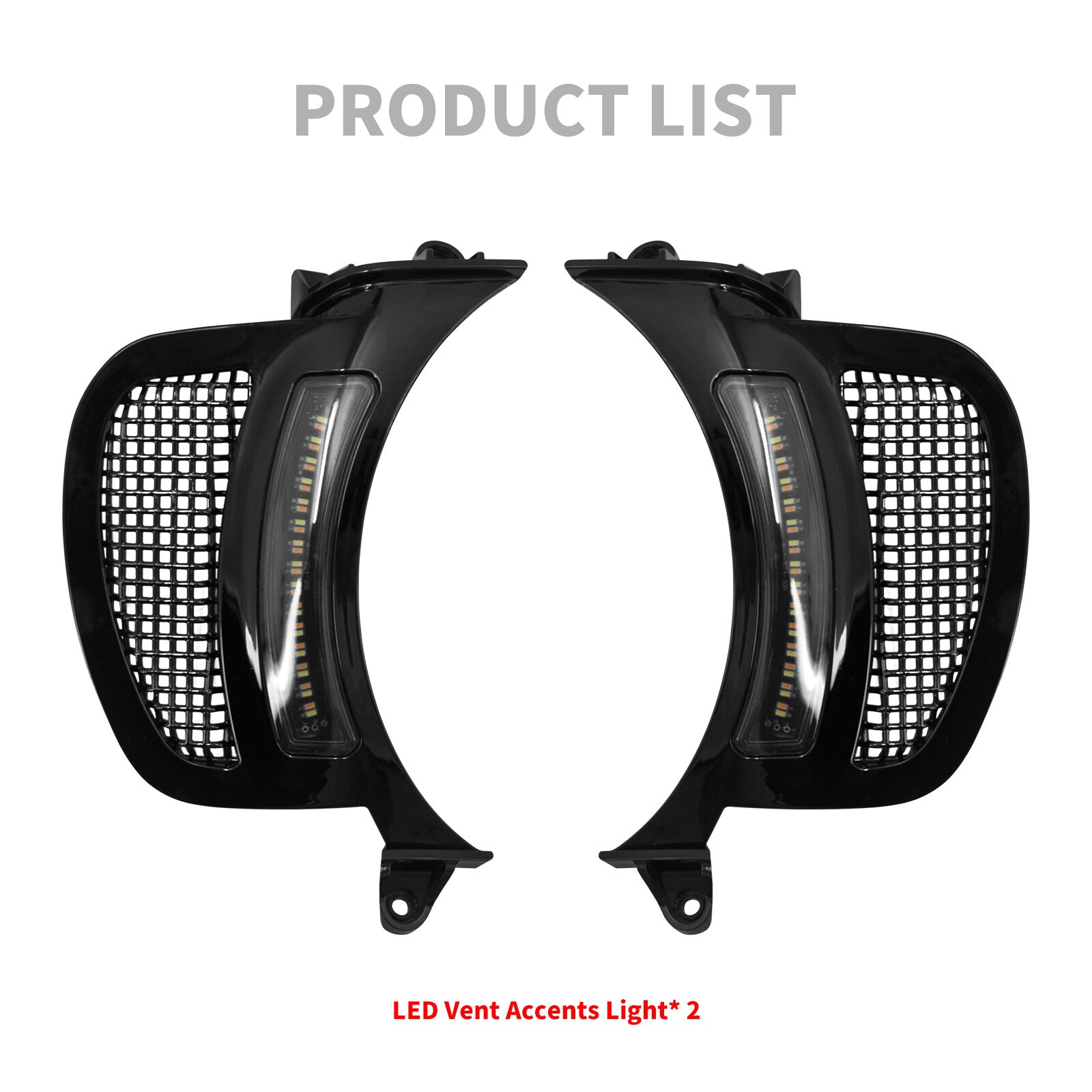 Headlight Vent Accent w/ Black Grille LED Light Fit for Harley Road Glide 15-23