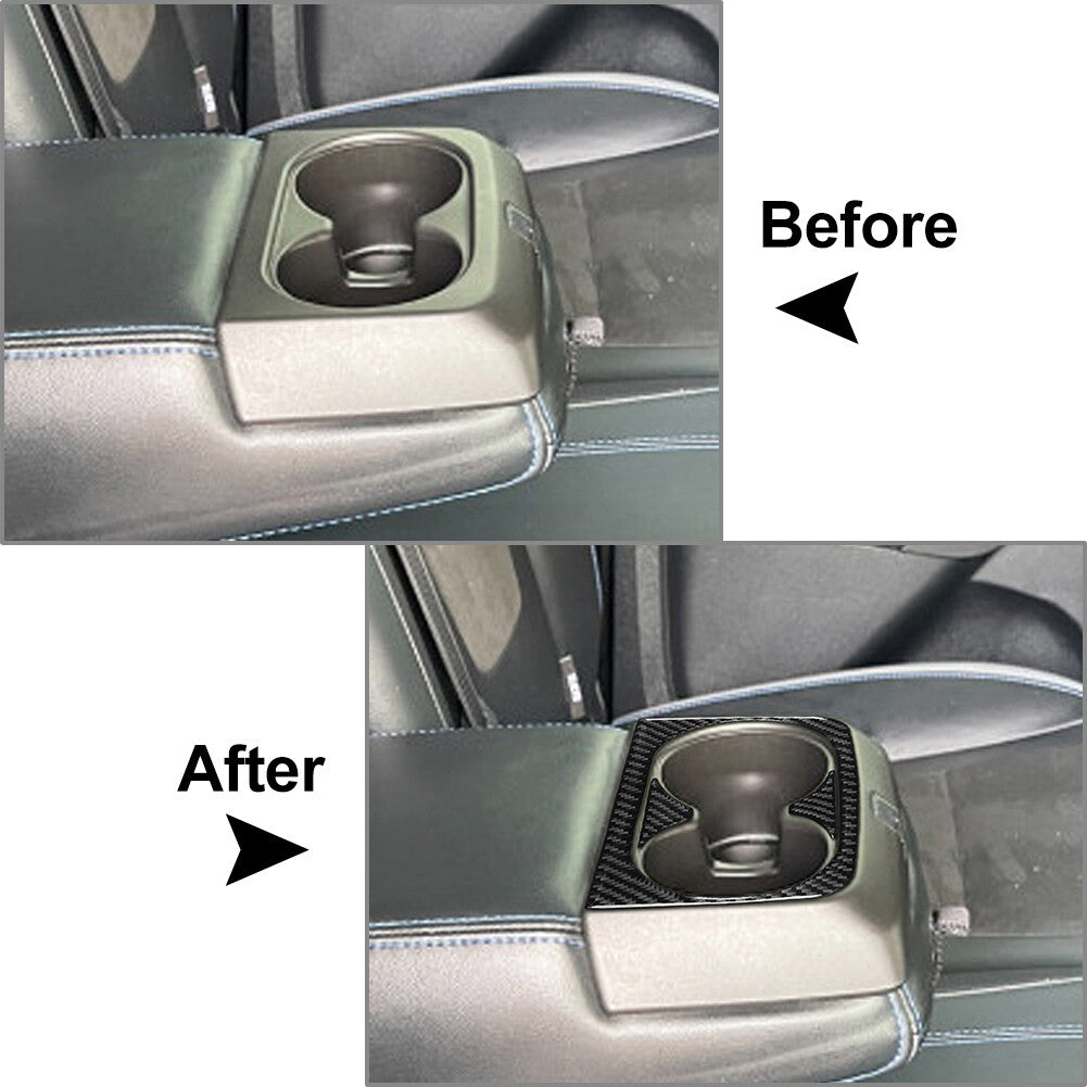 Carbon Fiber Rear Water Cup Holder Cover Trim for Ford Ranger Sport 2015-22 2020
