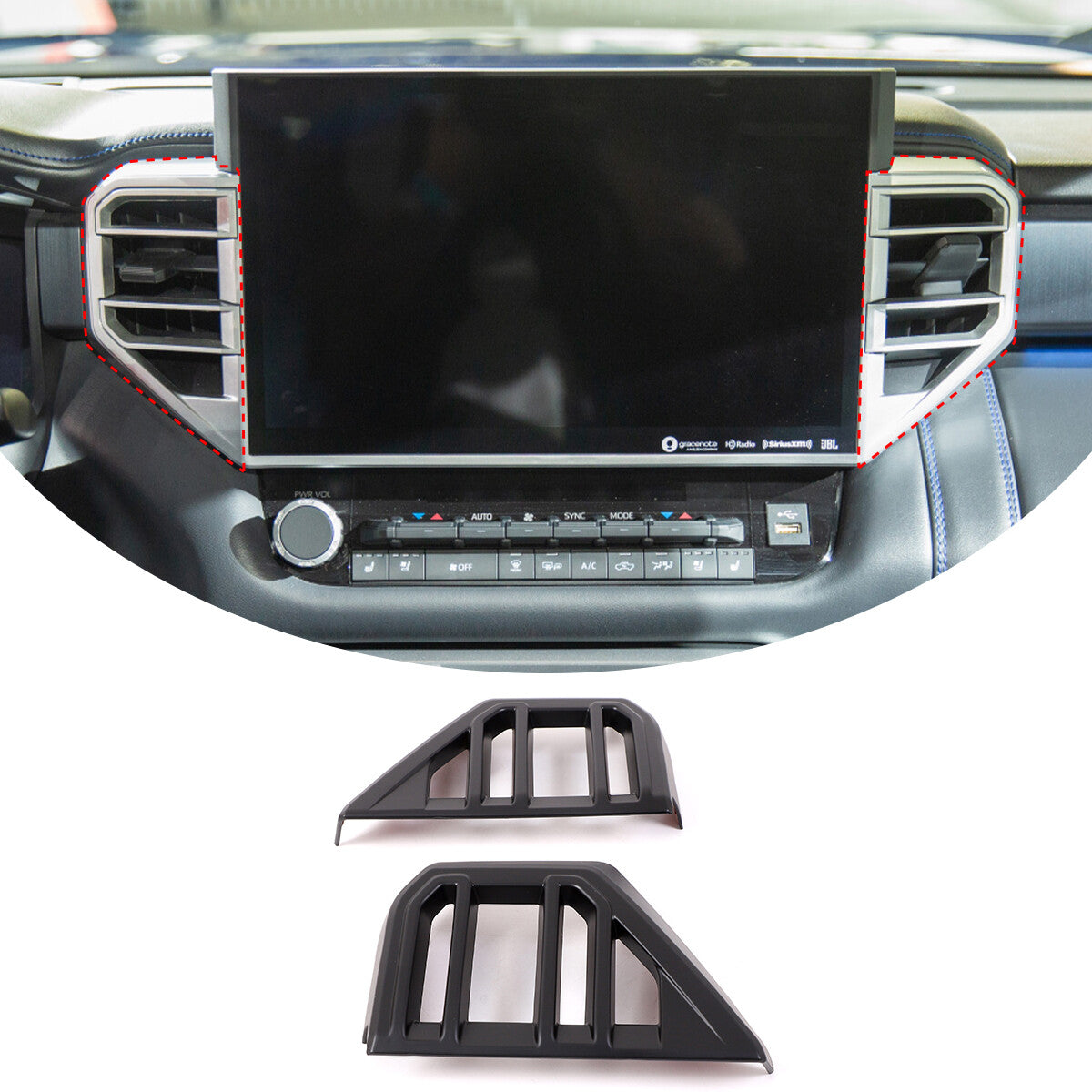 3-Piece Thin Air Vent and Headlight Button Ring Cover Trim for Corvette C7 2014-19