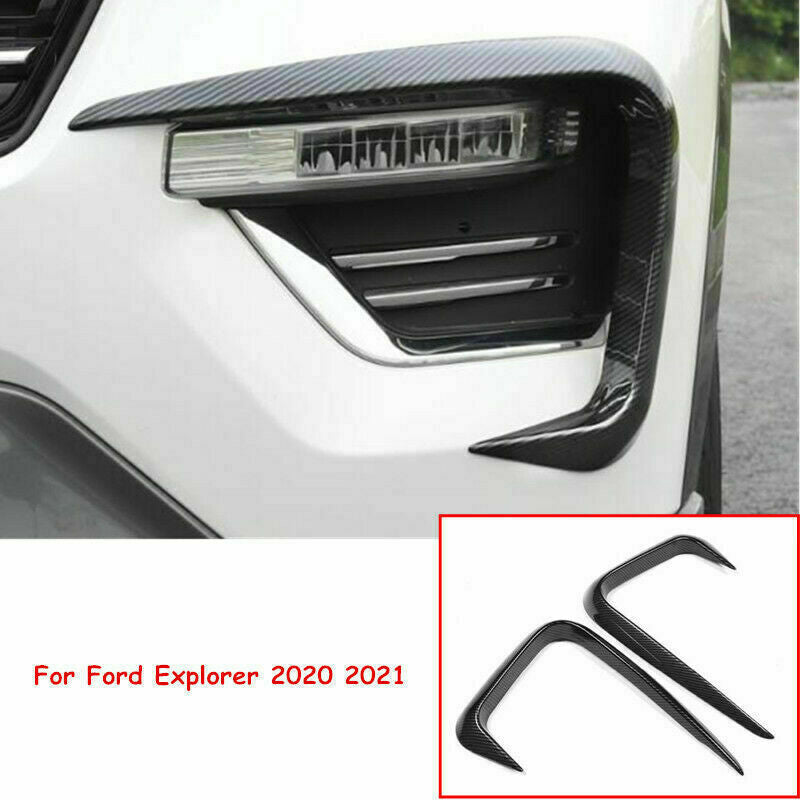 for Ford Explorer 2020-2022 Carbon Fiber Front Fog Lamp Light Eyebrow Cover Trim