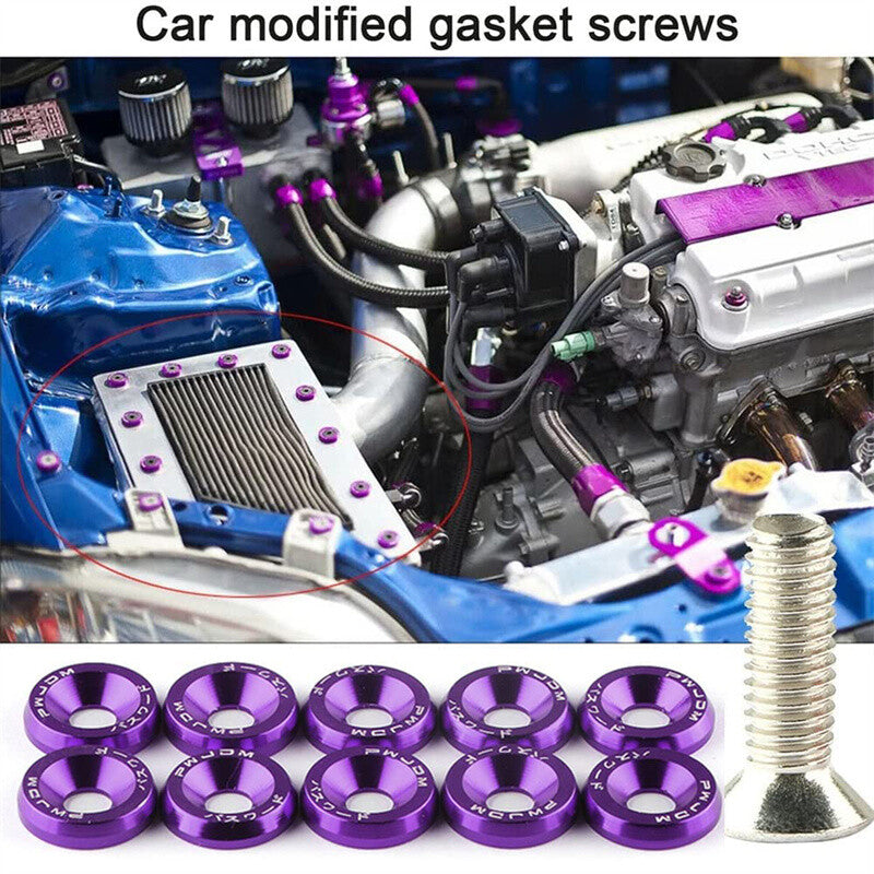 20pcs Purple Aluminum JDM Fender Bumper Washer M6 Bolt Engine Bay Dress Up Kit