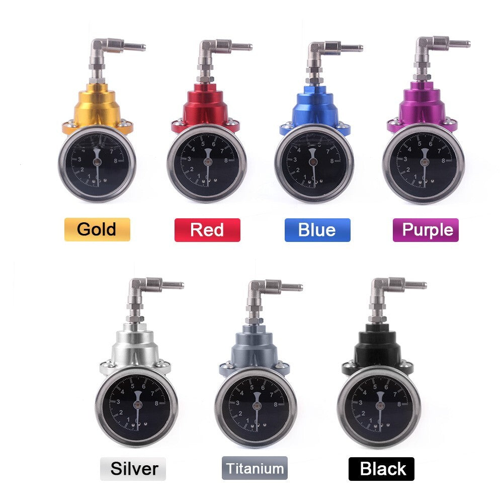 Silver Universal Adjustable Car Fuel Pressure Regulator with Oil Gauge Kit